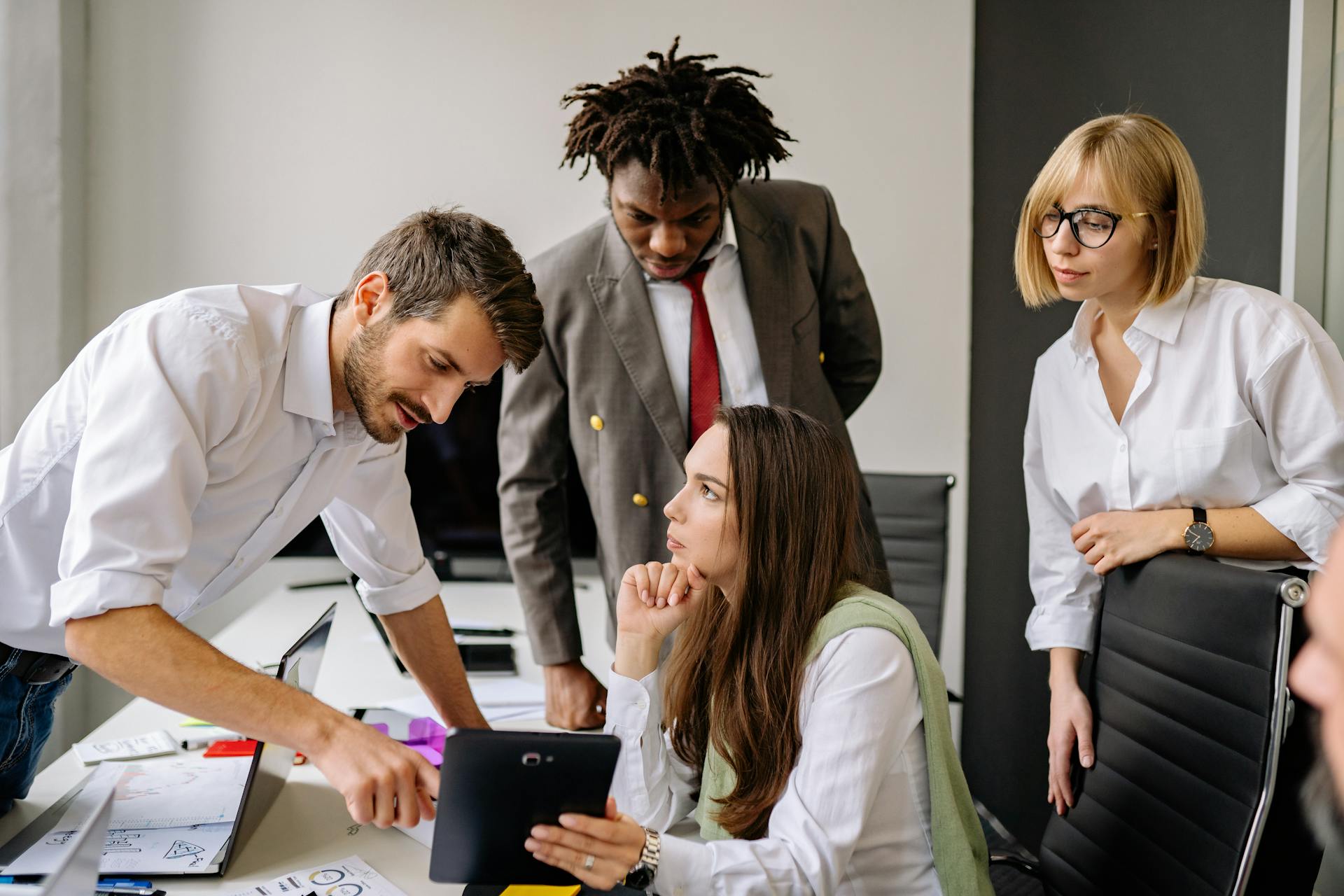 Professional commercial real estate conference room meeting
